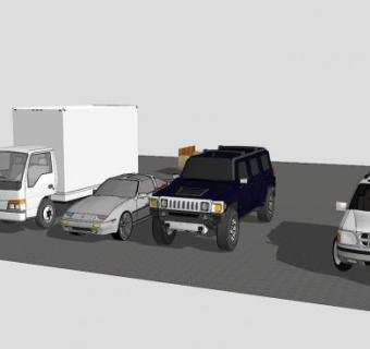 中型货车与越野车SU模型下载_sketchup草图大师SKP模型