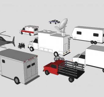 中型载重卡车SU模型下载_sketchup草图大师SKP模型