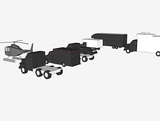 卡车和<em>直升</em>机SU模型下载_sketchup草图大师SKP模型