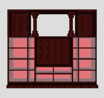 红木抽屉透明展示柜SU模型下载_sketchup草图大师SKP模型
