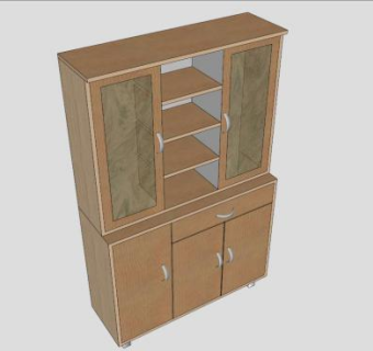 板式玻璃双开门展柜SU模型下载_sketchup草图大师SKP模型