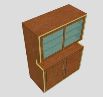 实木玻璃展柜陈列柜SU模型下载_sketchup草图大师SKP模型