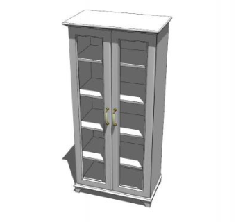 简约双开门展柜SU模型下载_sketchup草图大师SKP模型