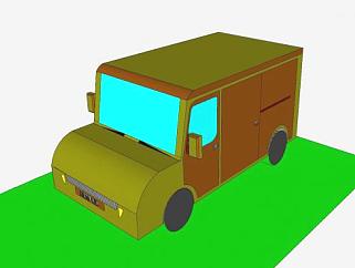 绿色和棕色的大卡车SU模型下载_sketchup草图大师SKP...