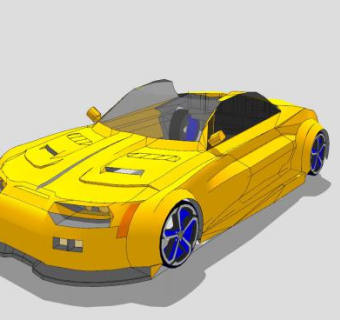 黄色跑车车辆SU模型下载_sketchup草图大师SKP模型