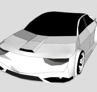 白色跑车车辆SU模型下载_sketchup草图大师SKP模型