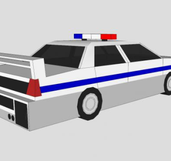 简易警车及尾翼装置车辆SU模型下载_sketchup草图大师SKP模型