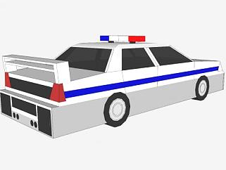 简易警车及尾翼装置车辆SU模型下载_sketchup草图大师SKP模型