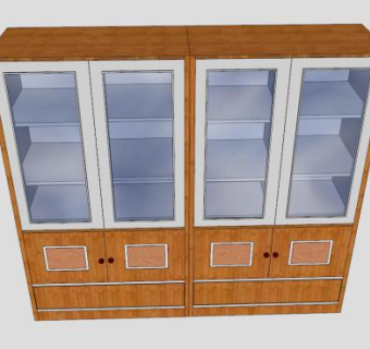 现代四门展示柜SU模型下载_sketchup草图大师SKP模型