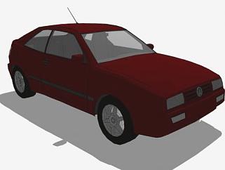 红色大众科拉多汽车SU模型下载_sketchup草图大师SKP模型