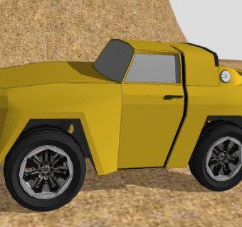 黄色越野汽车车辆SU模型下载_sketchup草图大师SKP模型