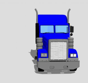 蓝色彼得比尔特379卡车SU模型下载_sketchup草图大师SKP模型