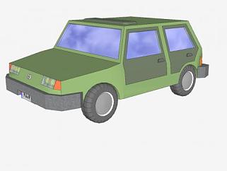 印度绿色铁皮轿车SU模型下载_sketchup草图大师SKP模型