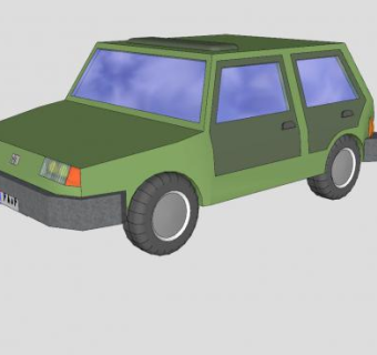 印度绿色铁皮轿车SU模型下载_sketchup草图大师SKP模型