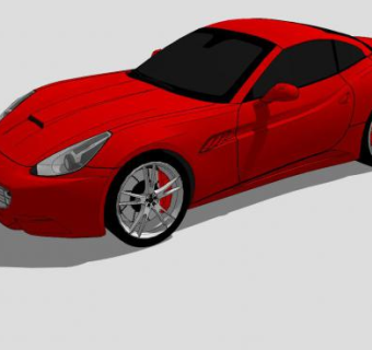 红色加州法拉利跑车SU模型下载_sketchup草图大师SKP模型