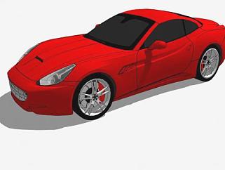 红色加州法拉利跑车SU模型下载_sketchup草图大师SKP模型