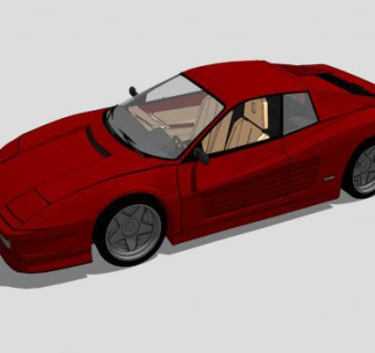 红色法拉利泰斯塔罗萨跑车SU模型下载_sketchup草图大师SKP模型