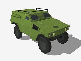 绿色两栖车辆SU模型下载_sketchup草图大师SKP模型