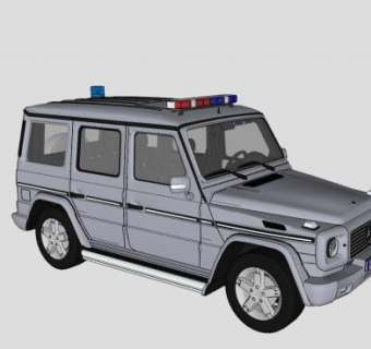 奔驰警车车辆SU模型下载_sketchup草图大师SKP模型
