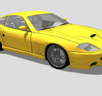 黄色法拉利575跑车SU模型下载_sketchup草图大师SKP模型