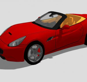 红色法拉利加州敞篷车SU模型下载_sketchup草图大师SKP模型