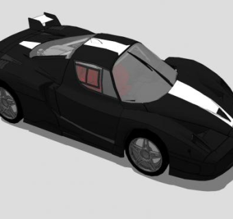 黑白色法拉利FXX跑车SU模型下载_sketchup草图大师SKP模型