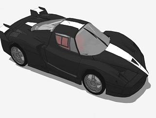 黑白色法拉利FXX跑车SU模型下载_sketchup草图大师SKP模型