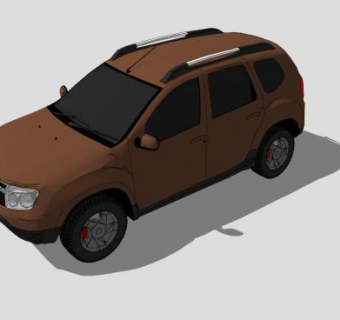 棕色达契亚SUV汽车SU模型下载_sketchup草图大师SKP模型