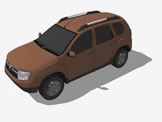 棕色达契亚SUV汽车SU模型下载_sketchup草图大师SKP模型
