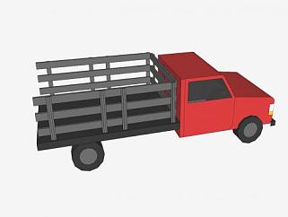红色卡车车辆SU模型下载_sketchup草图大师SKP模型