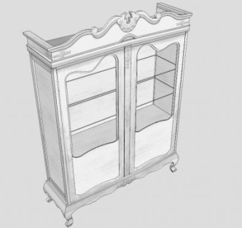 华丽白色展示柜SU模型下载_sketchup草图大师SKP模型