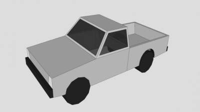 简易白色微型卡车SU模型下载_sketchup草图大师SKP模型