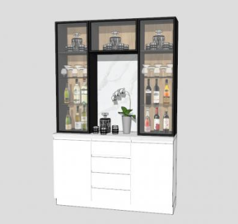 酒杯架玻璃展柜SU模型下载_sketchup草图大师SKP模型