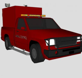 装载动物红色皮卡SU模型下载_sketchup草图大师SKP模型