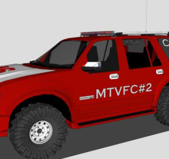福特探险者消防指挥车SU模型下载_sketchup草图大师SKP模型