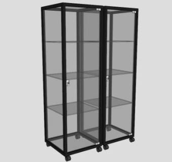 黑色框架玻璃展柜SU模型下载_sketchup草图大师SKP模型