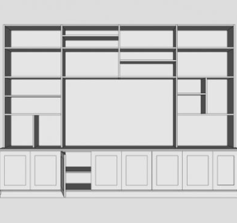 简欧白色书柜SU模型下载_sketchup草图大师SKP模型