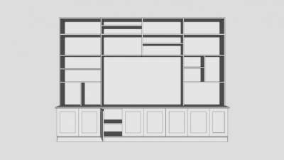 简欧白色书柜SU模型下载_sketchup草图大师SKP模型