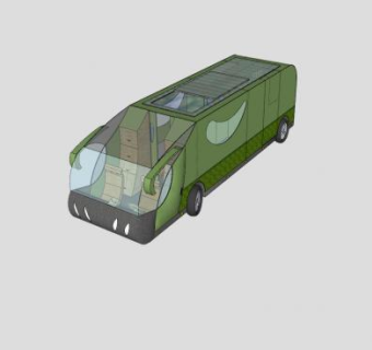 绿色新能源巴士车辆SU模型下载_sketchup草图大师SKP模型