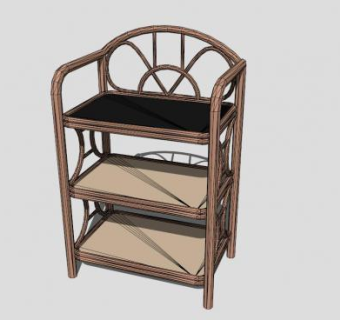 中式独立式书架SU模型下载_sketchup草图大师SKP模型