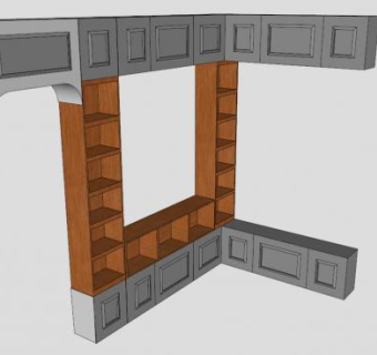 嵌入式转角书架SU模型下载_sketchup草图大师SKP模型