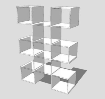 现代白色书架书柜SU模型下载_sketchup草图大师SKP模型
