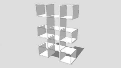 现代白色书架书柜SU模型下载_sketchup草图大师SKP模型