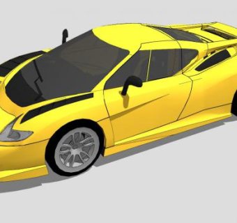 黄色布加迪B跑车SU模型下载_sketchup草图大师SKP模型