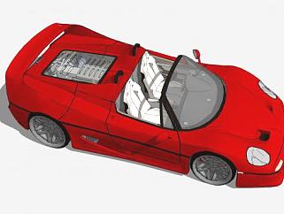 红色法拉利F50跑车SU模型下载_sketchup草图大师SKP模型