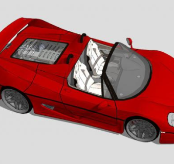 红色法拉利F50跑车SU模型下载_sketchup草图大师SKP模型
