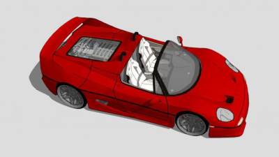 红色法拉利F50跑车SU模型下载_sketchup草图大师SKP模型