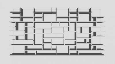 现代嵌入式书柜SU模型下载_sketchup草图大师SKP模型