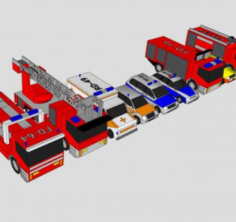 急救车辆系列SU模型下载_sketchup草图大师SKP模型