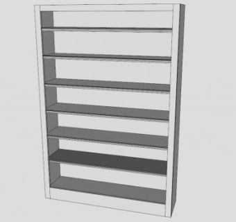 现代隔板白色书柜SU模型下载_sketchup草图大师SKP模型